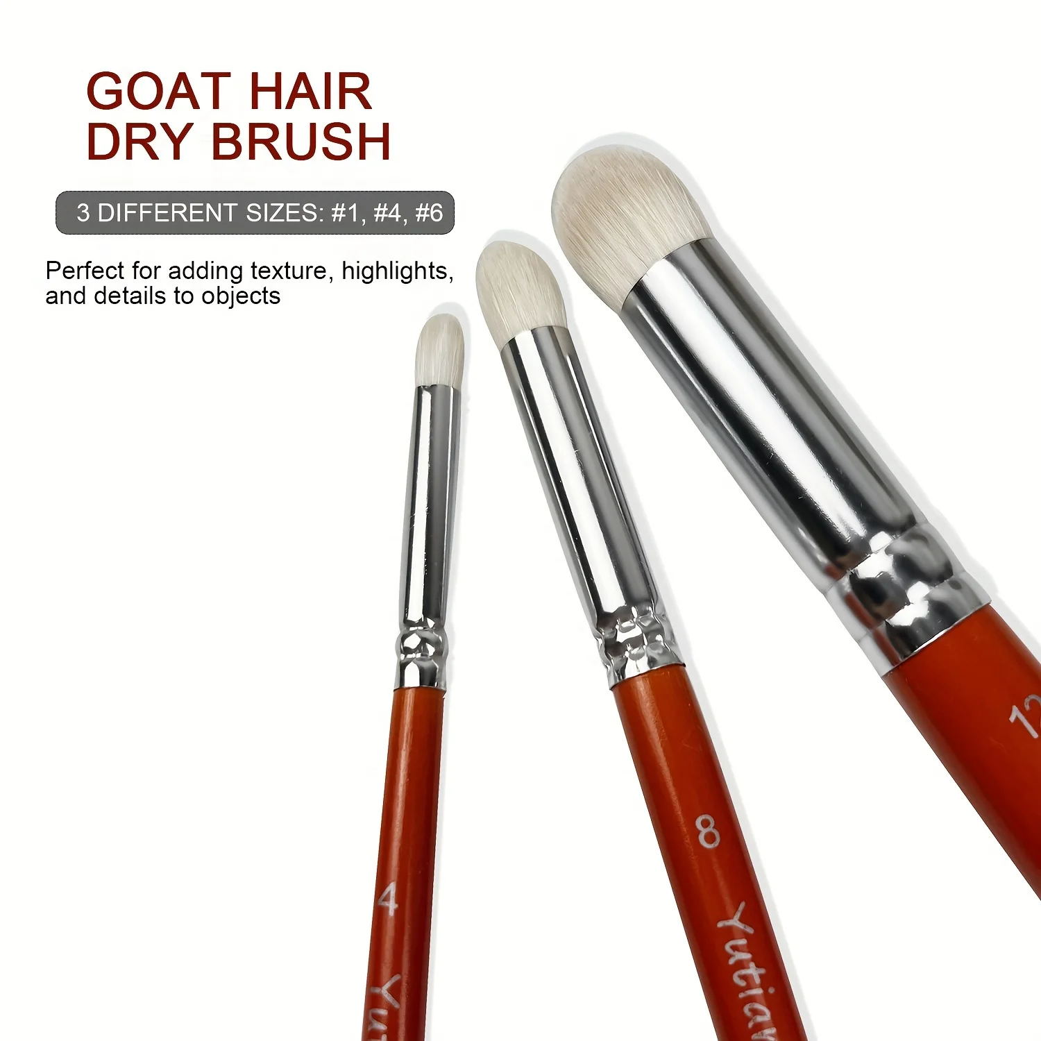 مجموعة فرش طلاء مصغرة مكونة من 3/6 قطع من شعر الماعز الفاخر - مجموعة فرشاة جفاف مقببة لمنمنمات المقياس - أدوات حرفية بمقبض خشبي