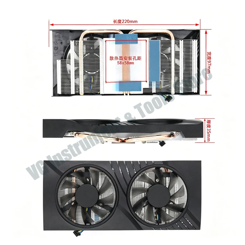 Brand new graphics card heat sink suitable for the public version GTX1060 with two heat pipes and dual fans