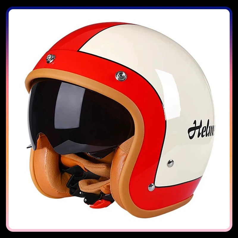 TT&COCASCOS Retro Open Face Helmets for Motorcycle Moto Vintage Men Women 3/4 Jet Helmet DOT Approved Capacete