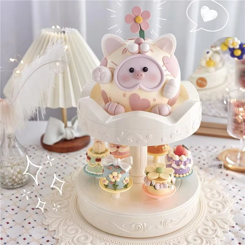 2-tier Automatic Rotating Cake Stand Sushi Dessert Cupcake Macaron Display Tray Wedding Birthday Party Supplies Cakes Turnables