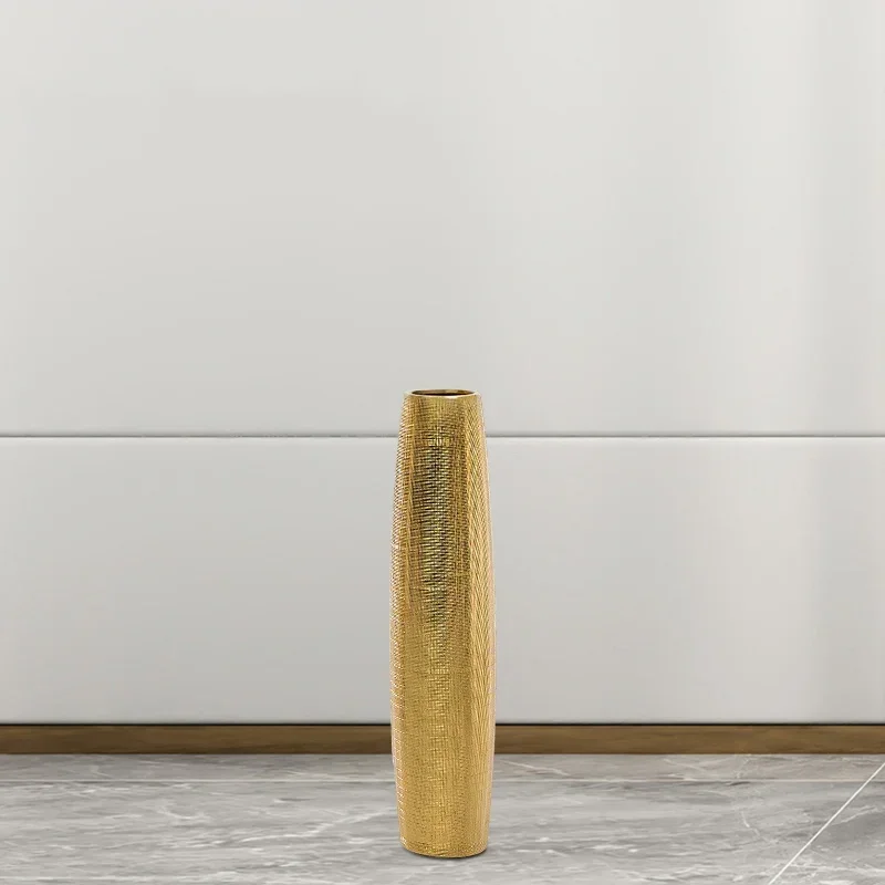 z Decorative Luxury Vase Ceramic Flower Floor Pots Wedding Living Room Plants Vases Modern High Golden Jarrones Home Decor