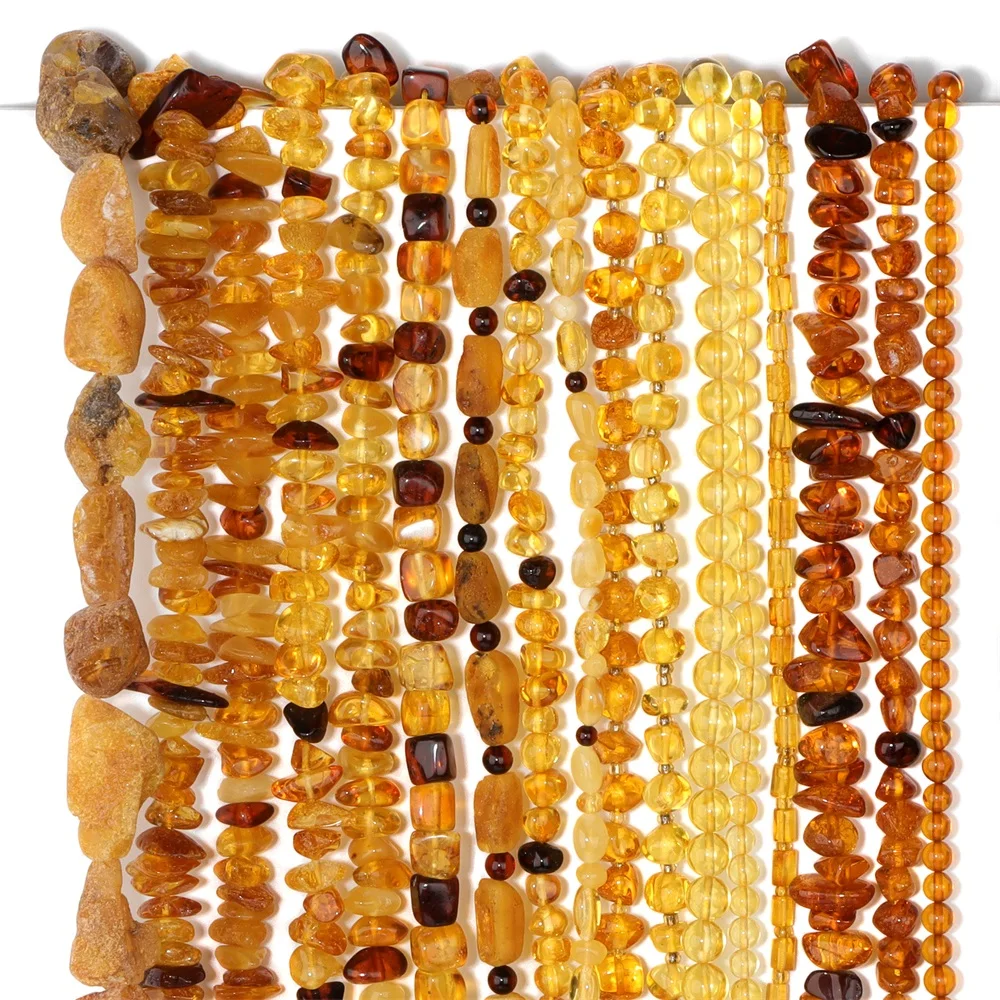 Natural Irregular Chip Oval Nugget Shape Baltic Amber Beads Genuine Loose Spacer Amber Beads For Making Jewelry Accessories