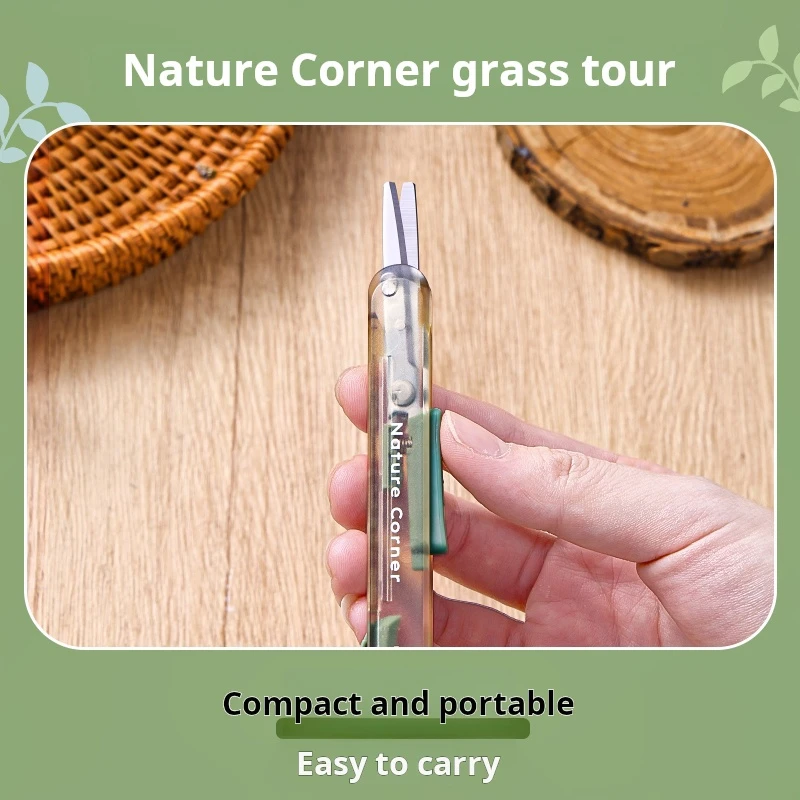 1 ชิ้น KOKUYO Nature Corne สีโปร่งใสแบบพกพากรรไกรพับมีดกล่องเปิดปากกาขนาดเล็กแบบพับเก็บได้กรรไกร