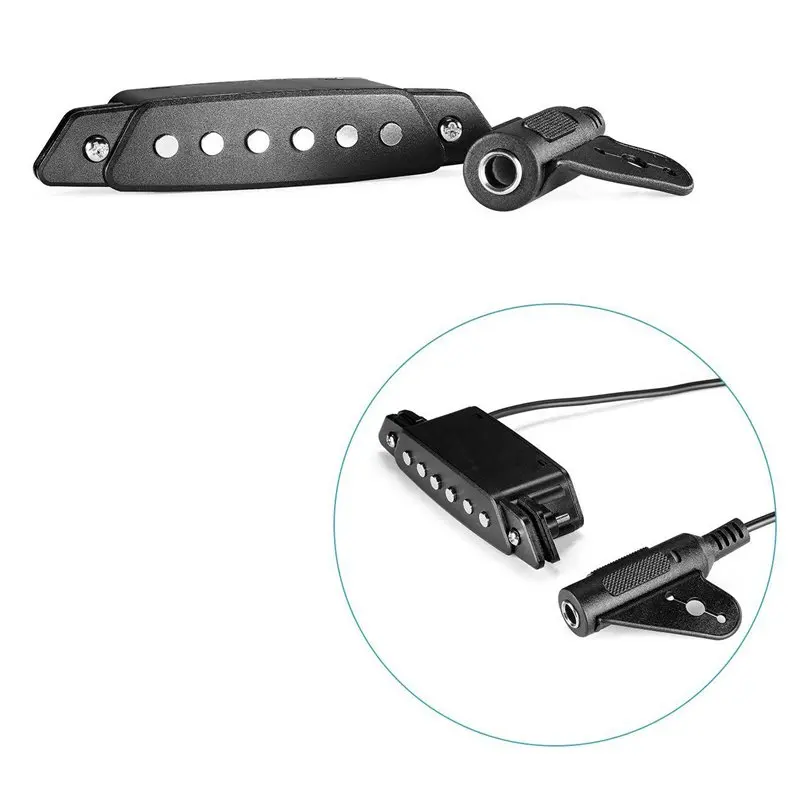 SH-85 Black 6 Hole Soundhole Pickup With Active Power Strap End-Pin Jack For Acoustic Guitar