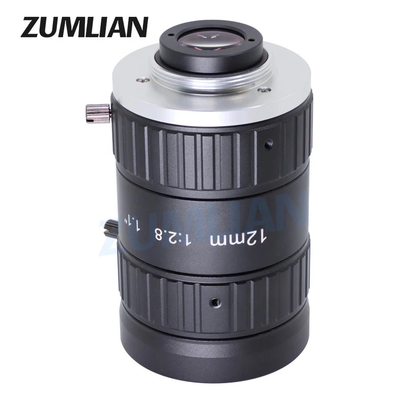 ZUMLIAN High-Contrast Manual Aperture FA 20MP C-Mount 12mm Fixed Focal Lenth Lenses Machine Vision 1.1" F2.8 ITS Camera Lens