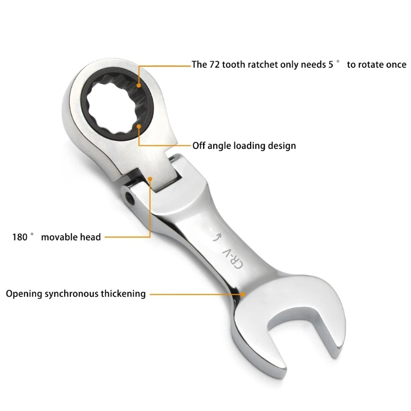 L69A Flexible Head Ratchet Wrench 72Tooth Short Handle Hand Combination WrenchSpanner