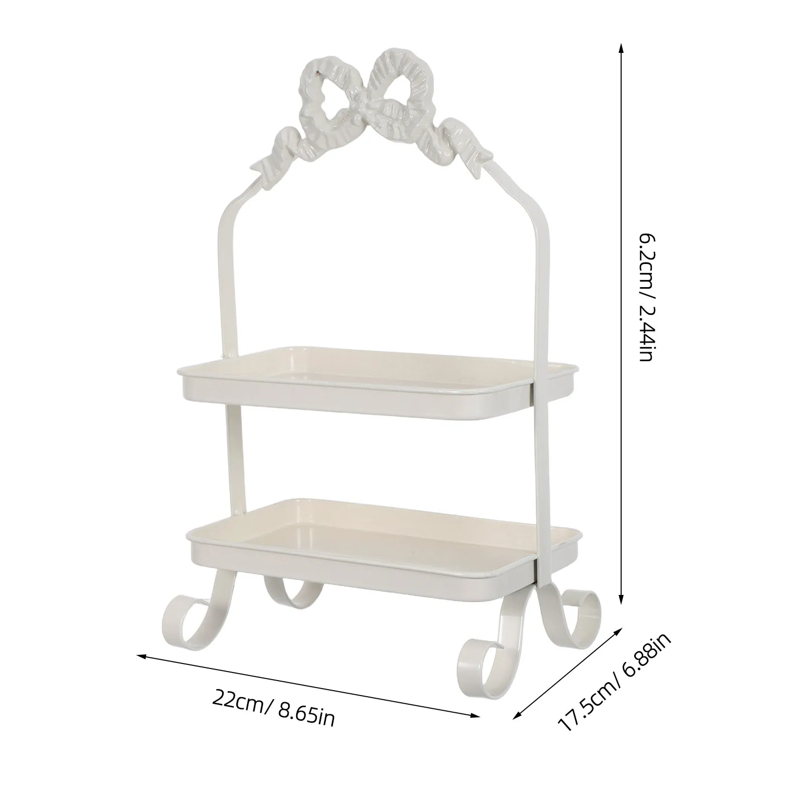 2-Tier Vintage Iron Rectangle Serving Tray Stand Rustic Farmhouse Tiered Dessert Fruit Display Rack for Coffee Bar Kitchen - view 2