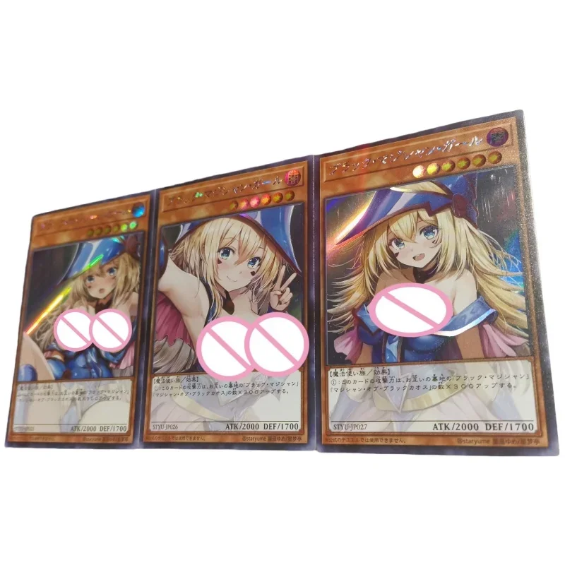 Yu-Gi-Oh! 3-sheet Flash Card Black Magician Girl Cute and Beautiful Diy Pser Action Toy Figures Anime Game Collection Gifts