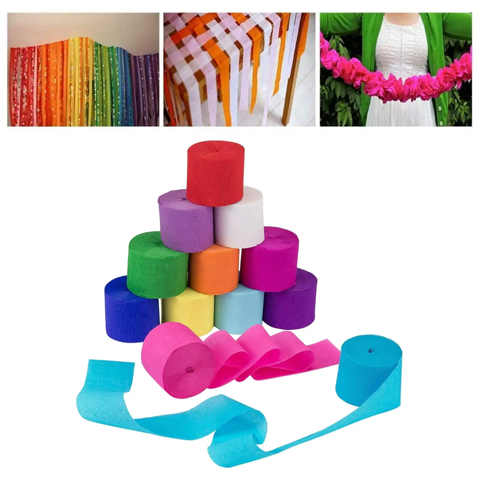 12 Crepe Paper Streamers for Party Backdrop Flowers Crafts Decoration