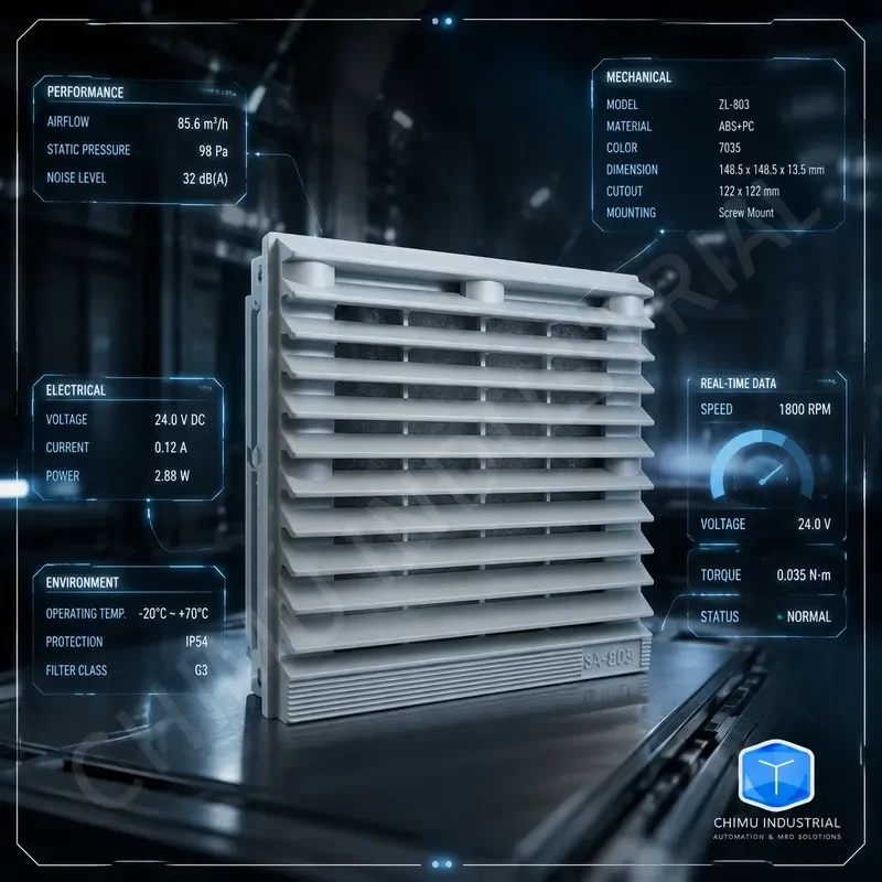 【CHIMU INDUSTRIAL】 for ZL-803 Ventilation Filter Group 12038 Axial Flow Fan with Shutter Mesh Cover DC - view 3