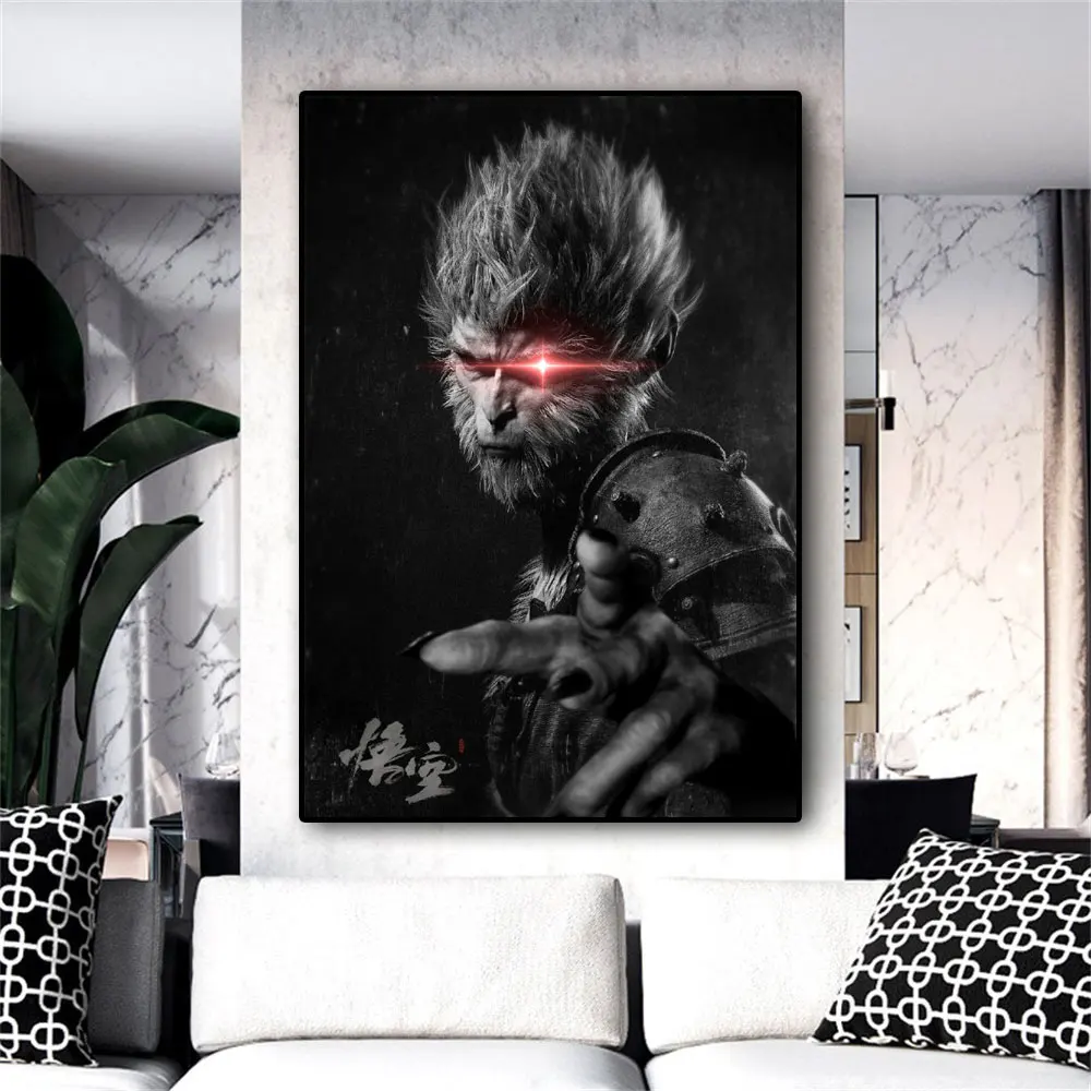 Herocross Black Myth Wukong Game Poster Video Game Painting Wall Art Print on Canvas PC Gaming Pictures  for Bedroom Home Decor