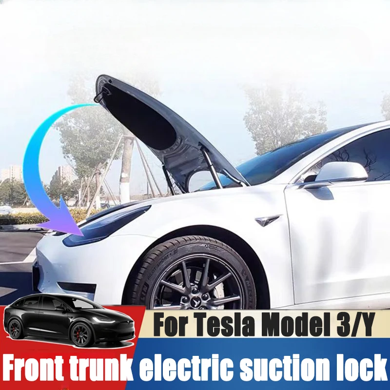 For Tesla Model 3 Y 2021 2023 2024 Car Frunk Soft Closing Lock Front Trunk Auto Close Electric Cover Automatic Lock Closer