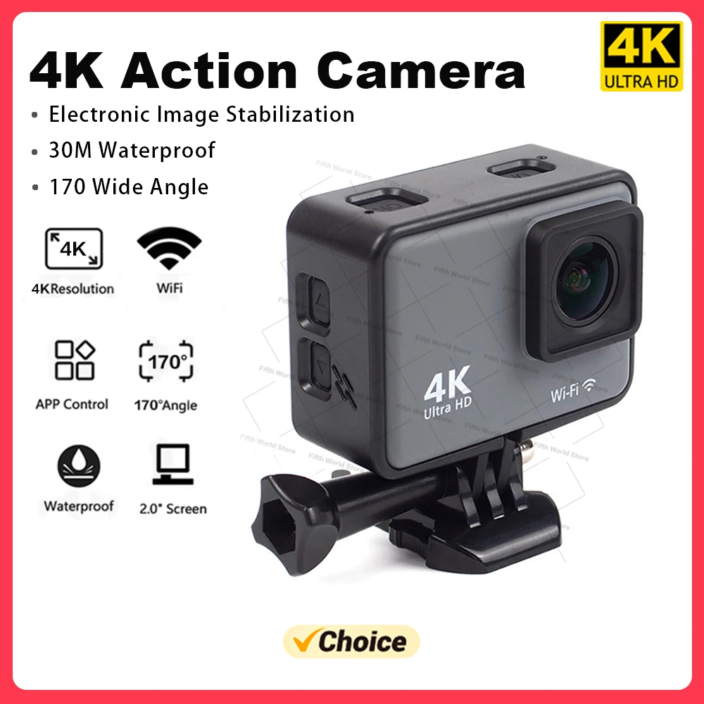 2024 NEW Action Camera 4K60FPS with wifi remote control, electronic image stabilization, suitable for diving and outdoor sports