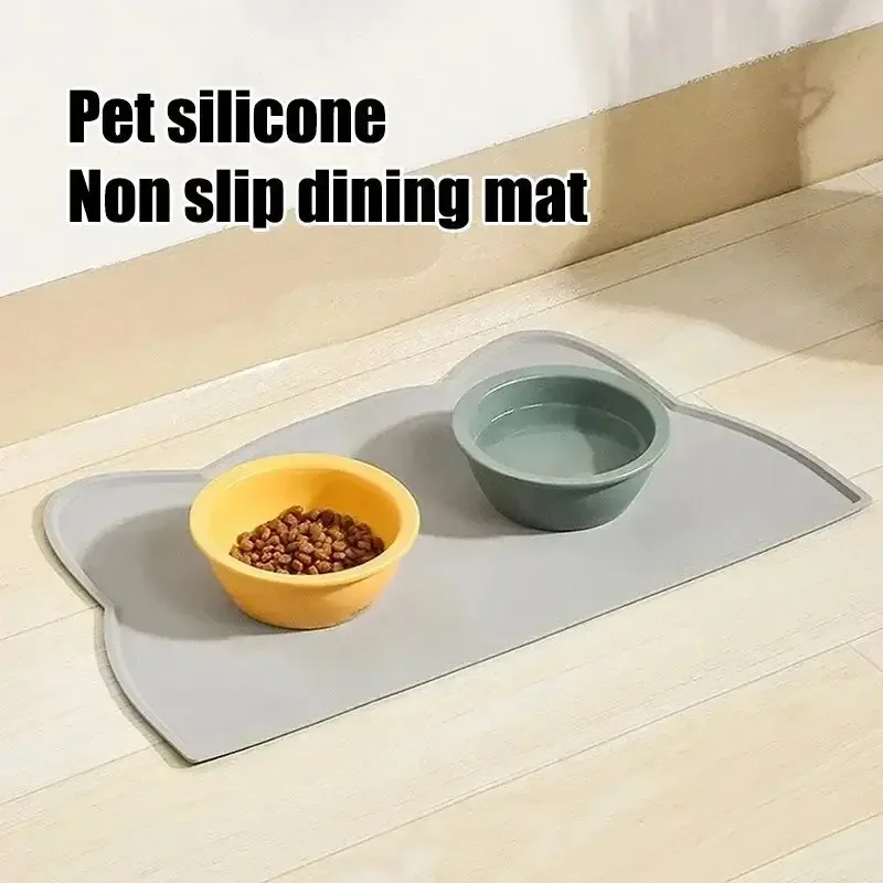 Waterproof Silicone Pet Feeding Mat, Raised Edge Anti-Spill Thin Placemat for Dogs Cats Food Bowl, Pet Daily Feeding Supplies