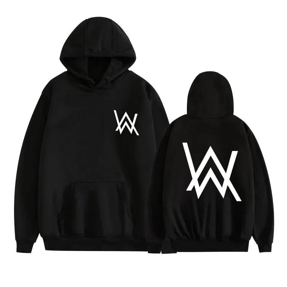 سترة بغطاء للرأس من Alan Walker DJ Style كاجوال فضفاضة تناسب للجنسين، سترة بغطاء للرأس منقوشة للرجال والنساء