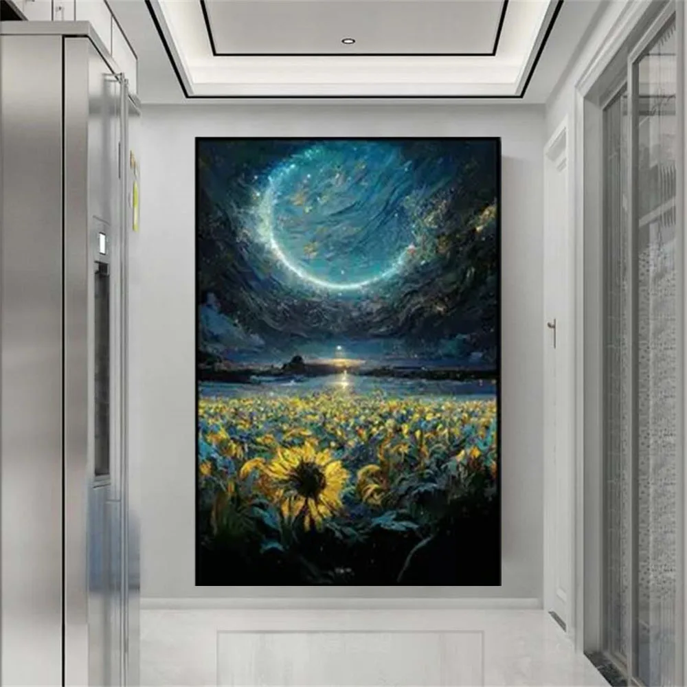 

Pure Hand-Painted Sunflower Cloth Abstract Oil Painting Minimalist Fashion Modern Art-Wall Home-Room Wall Porch Living Room