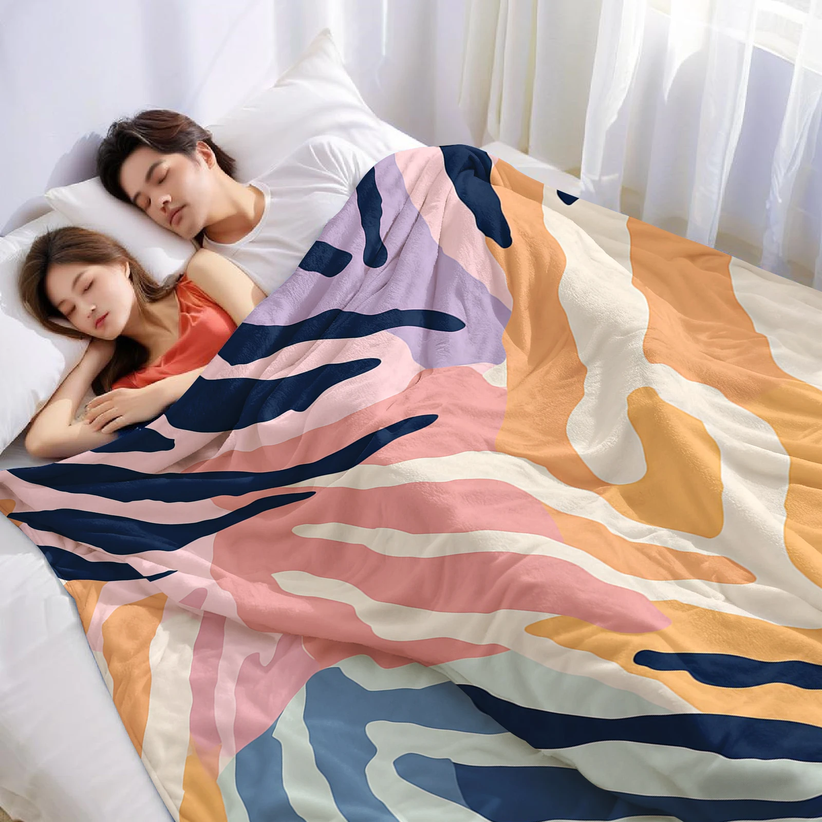 Pastel Zebra Stripes Ultra Soft Sherpa Fleece Blanket Fluffy Warm Halloween Cozy Throw for Sofa Couch Bedroom Gift All season