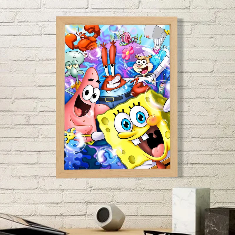 

S-SpongeBobs Posters for Wall Decoration Painting Cartoon Poster HD Art Waterproof poster Coffee House Bar Room Wall Decor