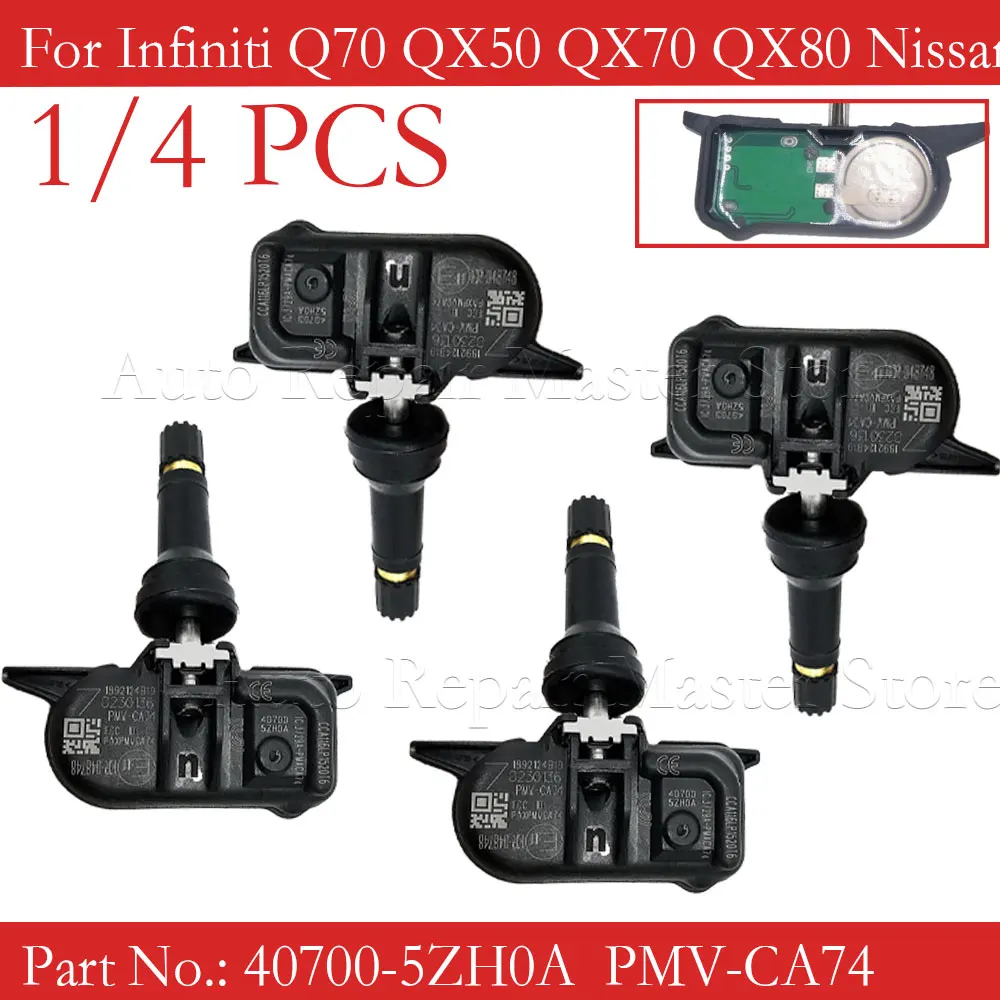 1/4PCS 433MHZ Car TPMS Tire Pressure Sensor For Infiniti Q70 QX50 QX70 QX80 Nissan GT-R Juke Leaf Patrol VI 40700-5ZH0A PMV-CA74