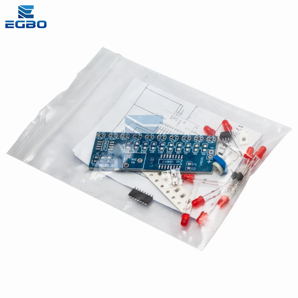 1~20PCS EGBO NE555+CD4017 Running LED Flow LED Light Electronic Production Suite DIY Kit