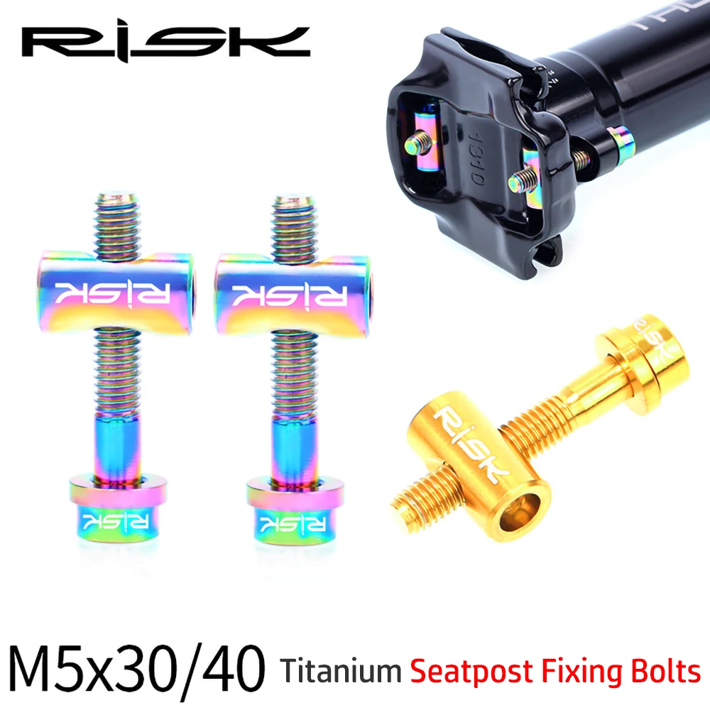 RISK Titanium Alloy Seatpost Fixing Screw M5x30/40mm 2Pcs Bike Seat Post TC4 Fixed Bolts Bicycle Accessories