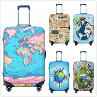 print Map pattern Thick Elastic Luggage Protective Cover Zipper Suit For 18-32in Bag Suitcase Covers Trolley Cover Travel