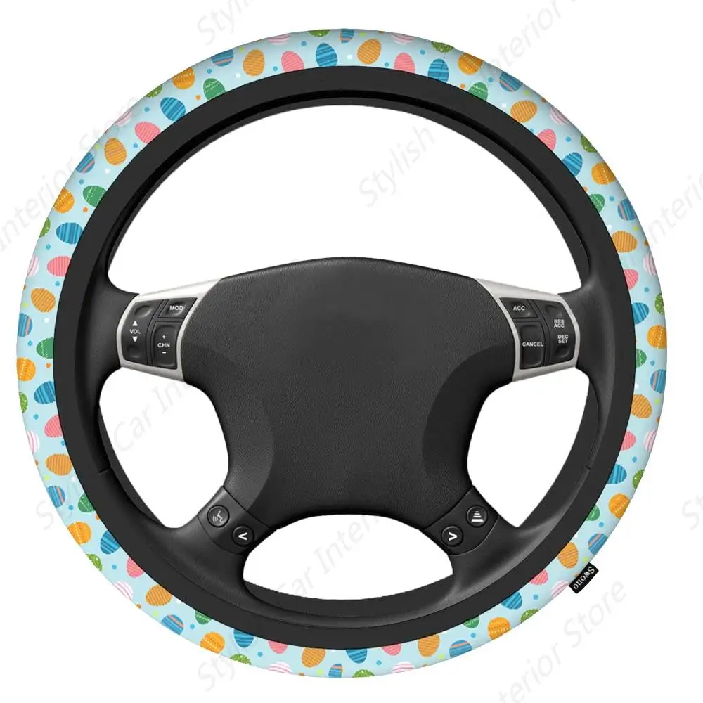 Easter Eggs Steering Wheel Cover, Colorful Easter Eggs Breathable Auto Car Steering Wheel Cushion Case Steering Wheel Protection