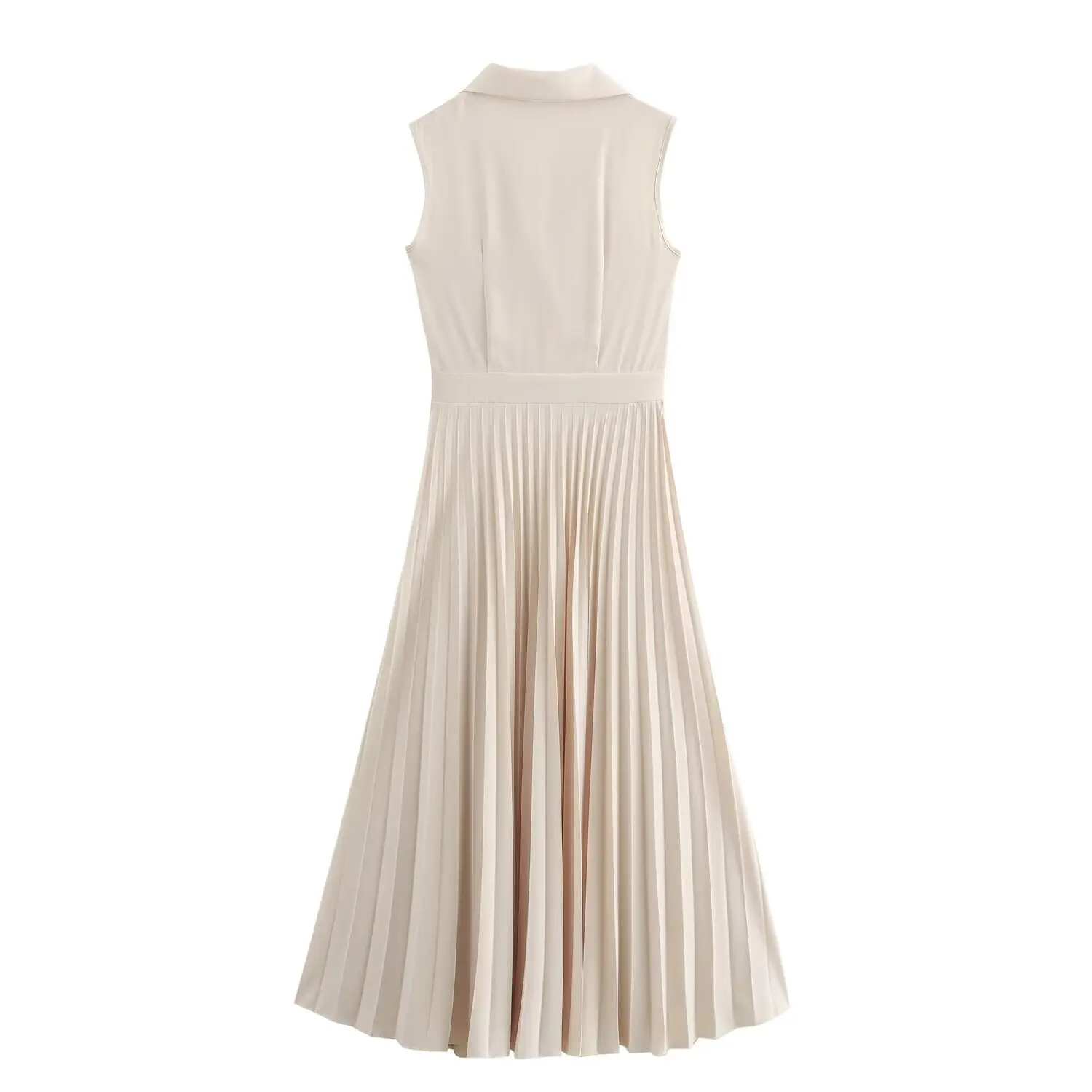 TRAF Ruched Midi Dresses for Women Office Sleeveless Dress Woman Summer Pleated Long Dress Women Holiday Beach Women's Dress