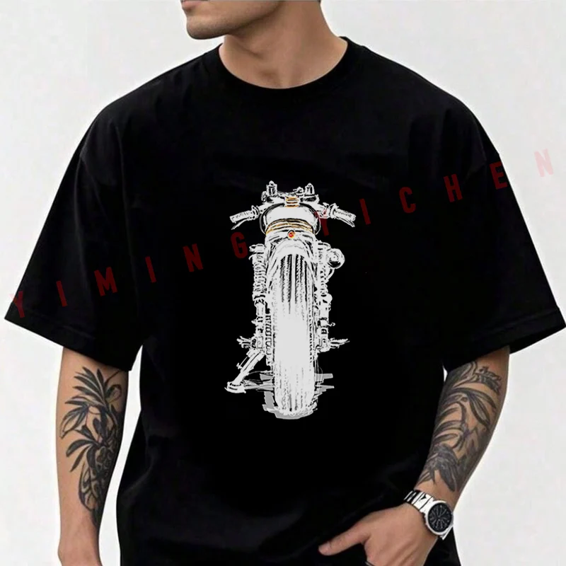 

Cafe Racer From Behind, Classic Motorcycle Men T-shirt High Quality Funny Cotton Casual Cool Short Sleeve Hip Hop Tees