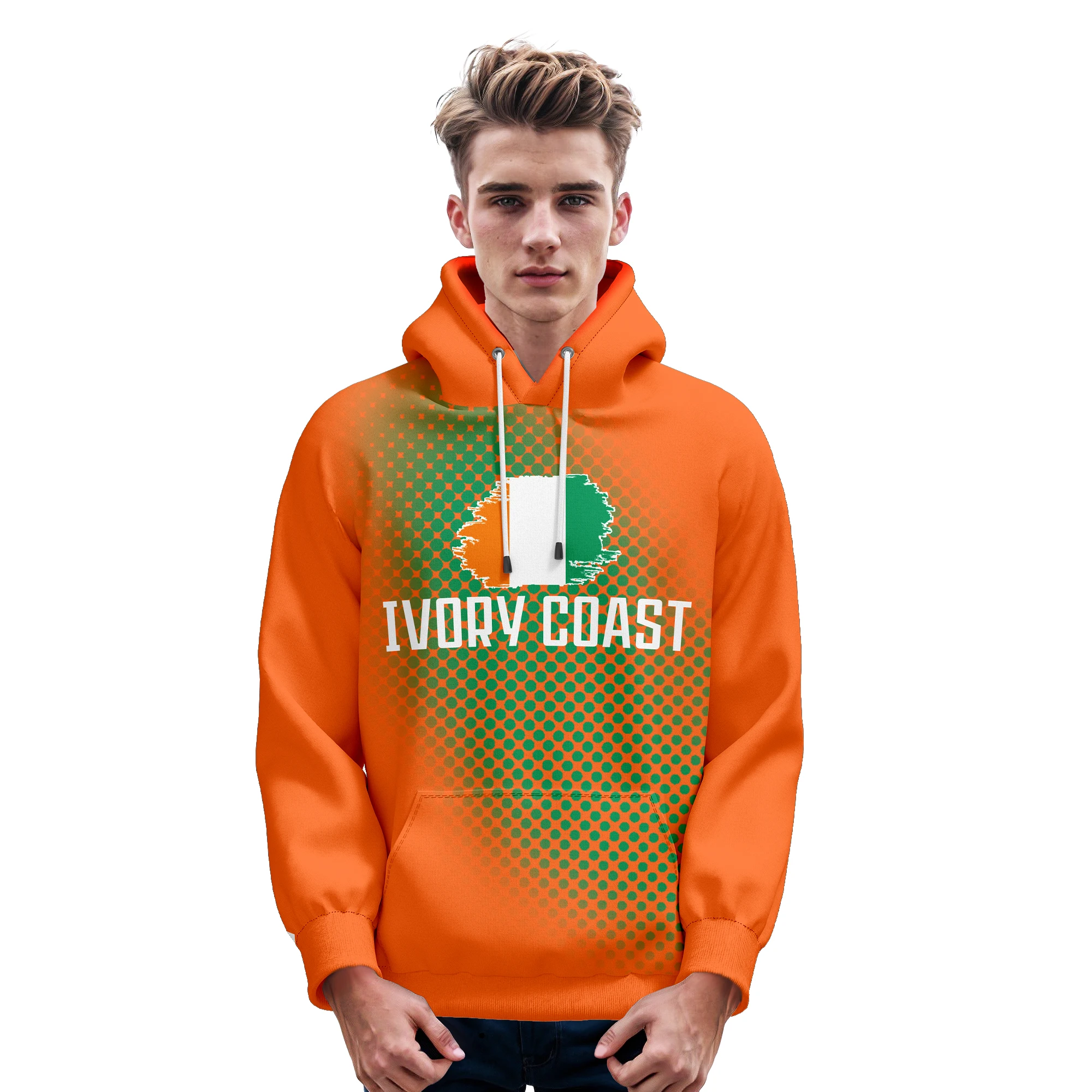 Custom Ivory Coast Soccer Hoodies National Flag Design Orange Pullover Men Women Youth Football Sweatshirts Fans Gift S-5XL