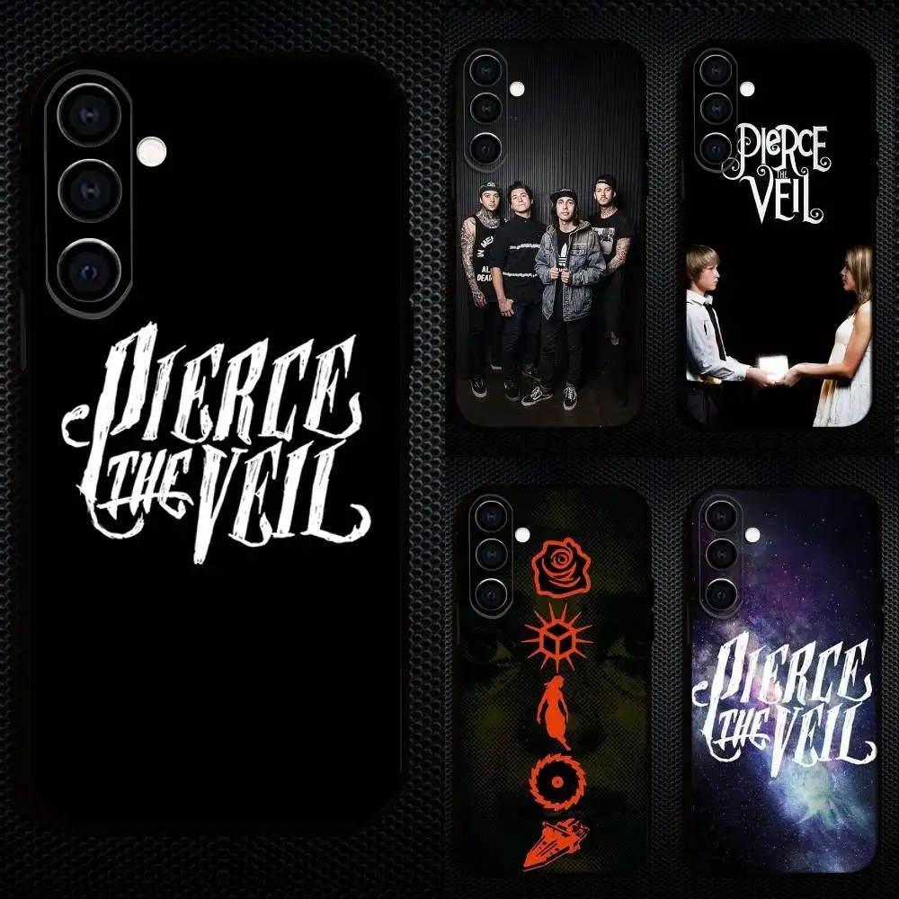 

P-Pierce The V-Veil Band Phone Case For Samsung Galaxy A73,A72,A71,A70,A53,A52,A51,Others Soft Black Cover