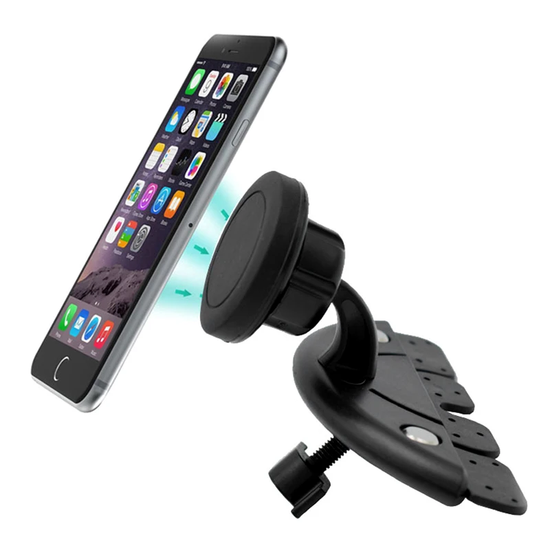 360-Grad-Magnethalterung für Autotelefon, universeller Auto-CD-Player-Steckplatz für iPhone, Tablet, GPS, Autozelle, mobiler Smartphone-Ständer