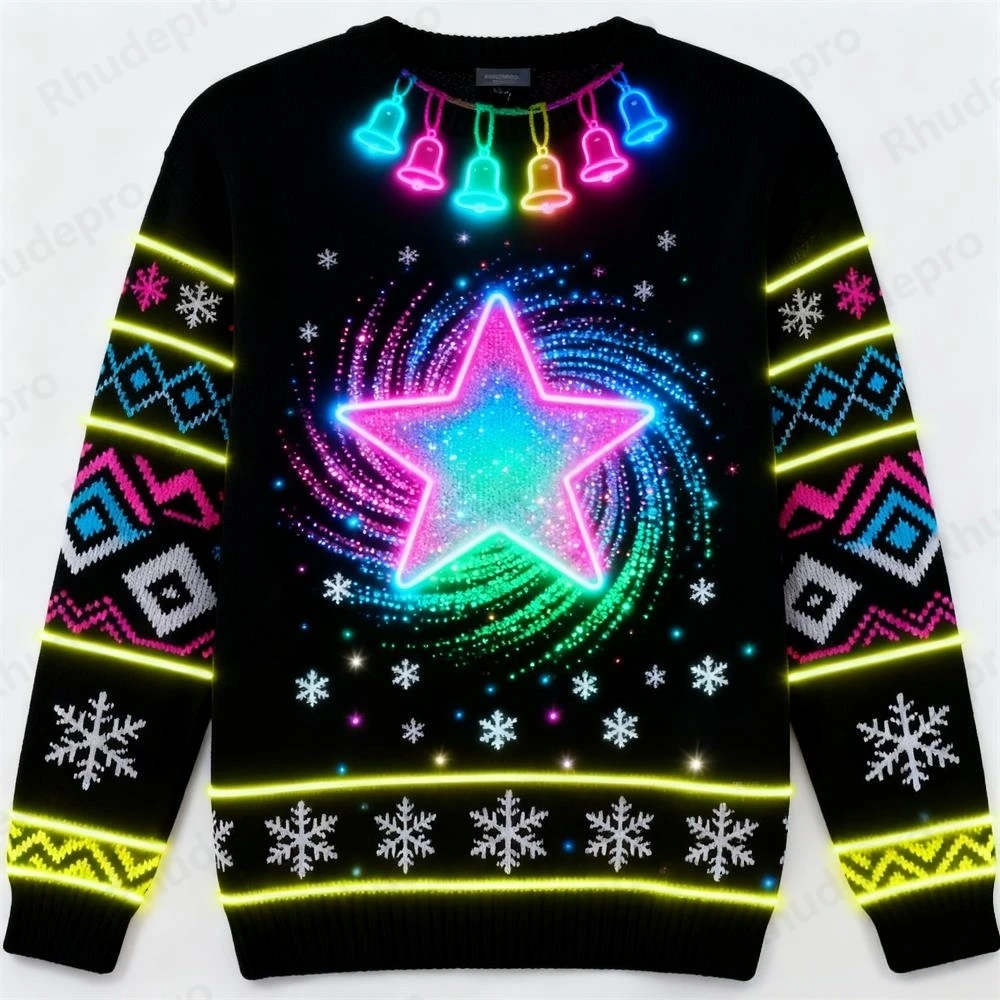 Fake Fake Neon Elk Graphic Sweatshirts 2027 Merry Christmas 3D Printed Ugly Sweater For Women Clothing Xmas Tree Gifts Boy Tracksuits - Aliexpress Deal