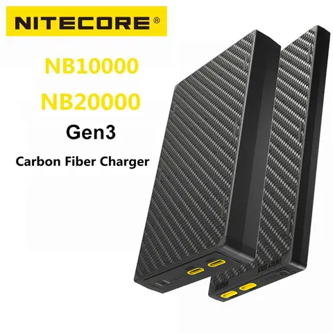 NITECORE NB10000 Gen4 NB20000 Gen3 Portable Mobile Power Bank 20000mAh Carbon Fiber PD/QC3.0 18W Fast Charge for iPhone Xiaomi