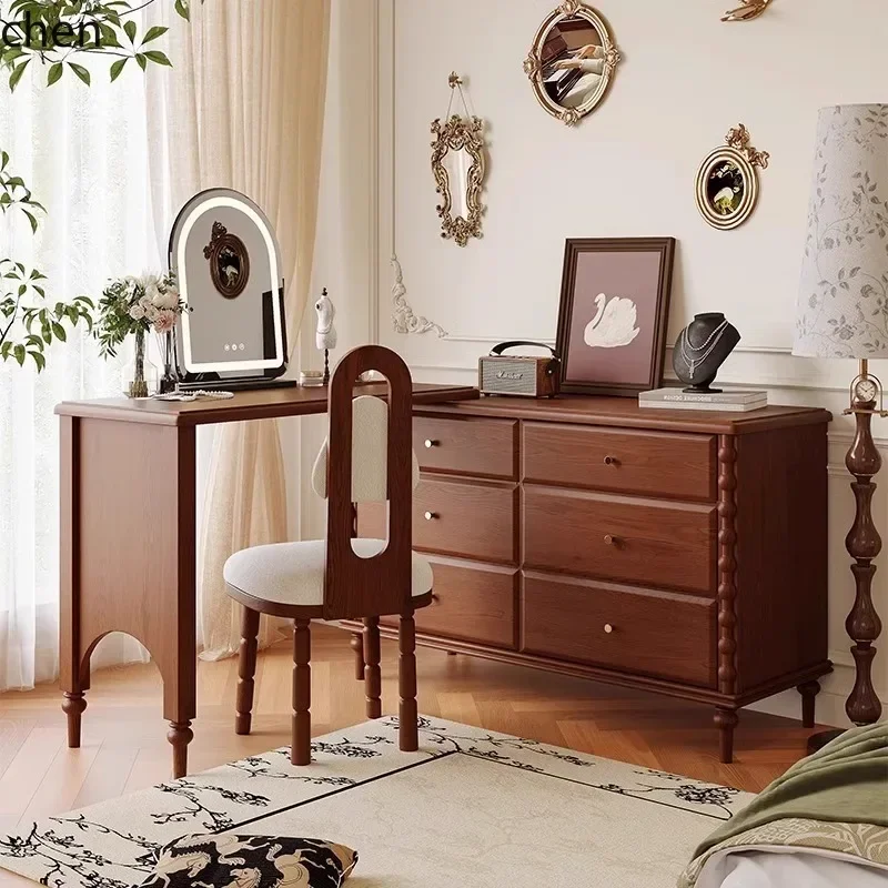 DSA Solid Wood Dressing Table Bedroom Living Room Storage Cabinet Integrated Chest of Drawers