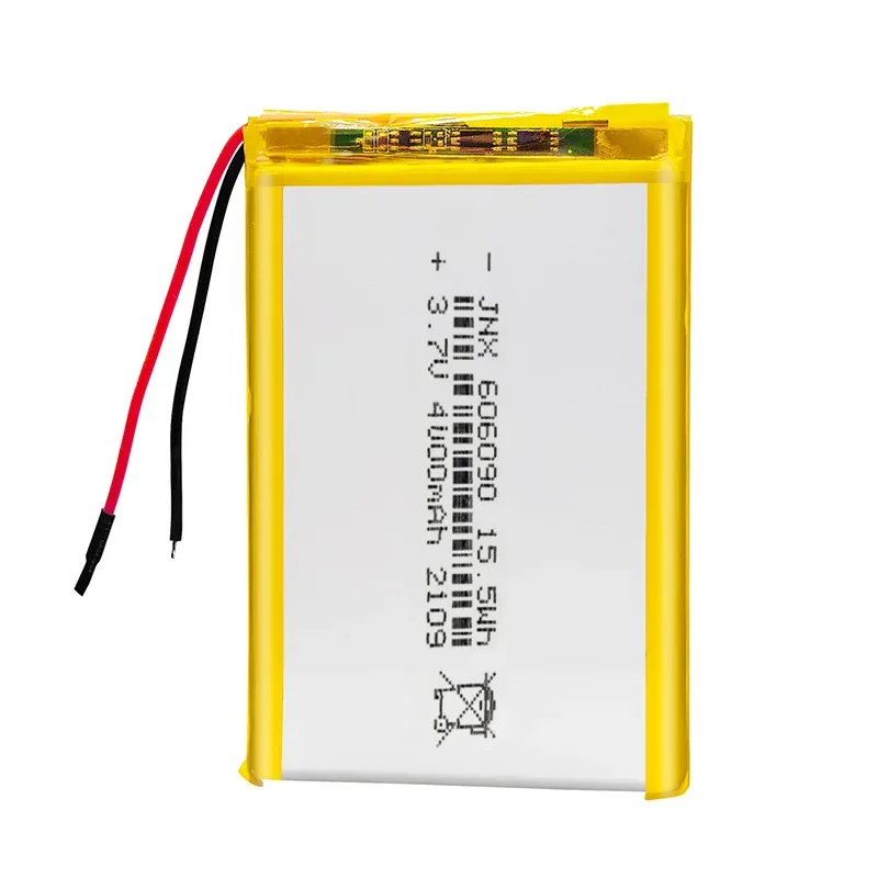 1-6PCS 606090 4000mah 3.7V Li-polymer Battery for Mobile Power Solar Street Lamp Charging Power Bank Laptops with Add Board Wire