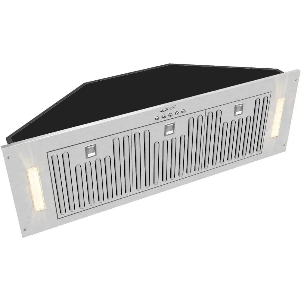 Ultra Quiet Vent Hood com luzes LED, poderoso aço inoxidável, Akicon, 3 velocidades, 600 CFM