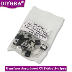 8 valore * 2 pz = 16 pz Kit assortimento Transistor regolatore di tensione 7805 7809 7812 7815 7905 7912 7915 LM317T TO-220 transistor ibuw