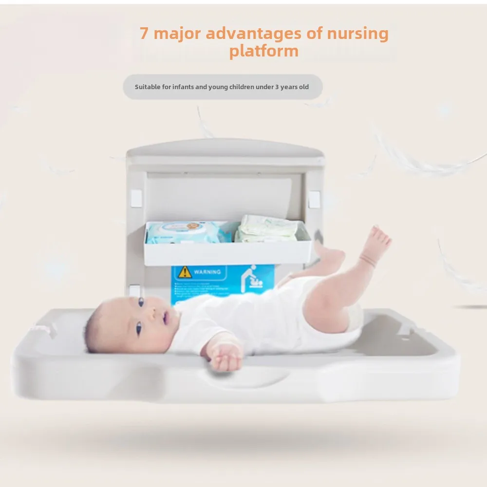 Wall-mounted Baby Changing Table for Diapering and Dressing with Storage Shelves