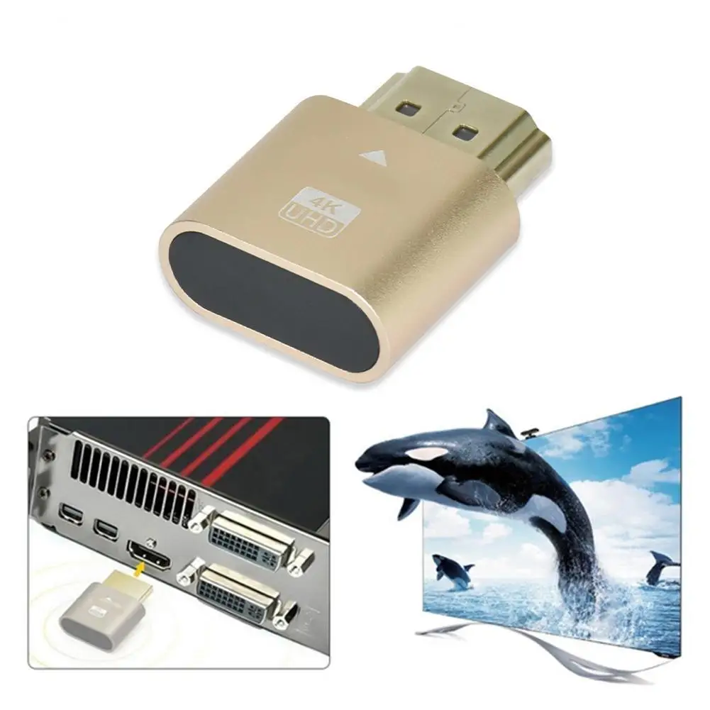 1pcs Virtual Display Adapter HDMI-compatible 1.4 DDC EDID Dummy Plug Headless Ghost Display Emulator Video Card Lock Plate