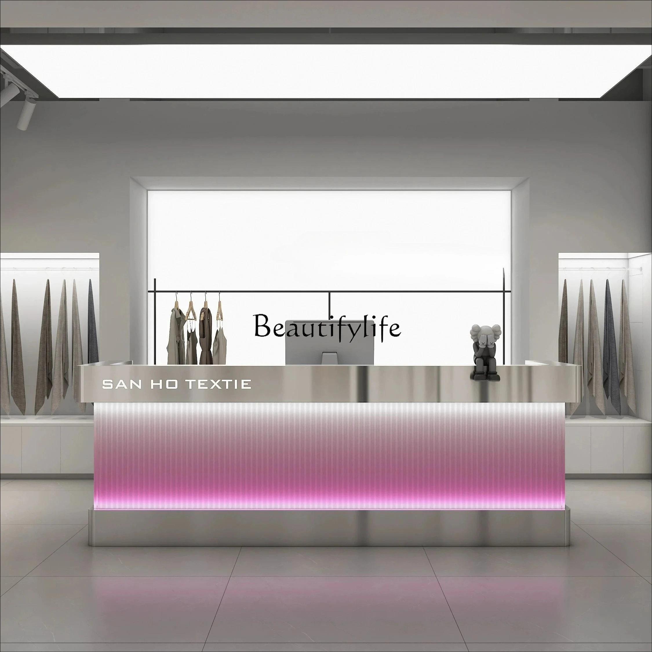 Stainless steel, reception desk clothing store checkout page light luxury high-end beauty salon, acrylic bar counter3286