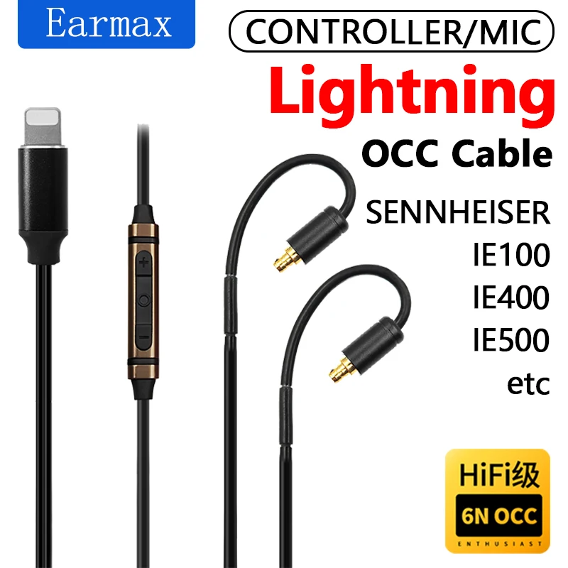 

For Sennheiser IE100 IE400 IE500 IE100Pro Earphone Replaceable Apple Iphone13 14 15 USB-C TYPEC Lightning to IE500 Upgrade Cable