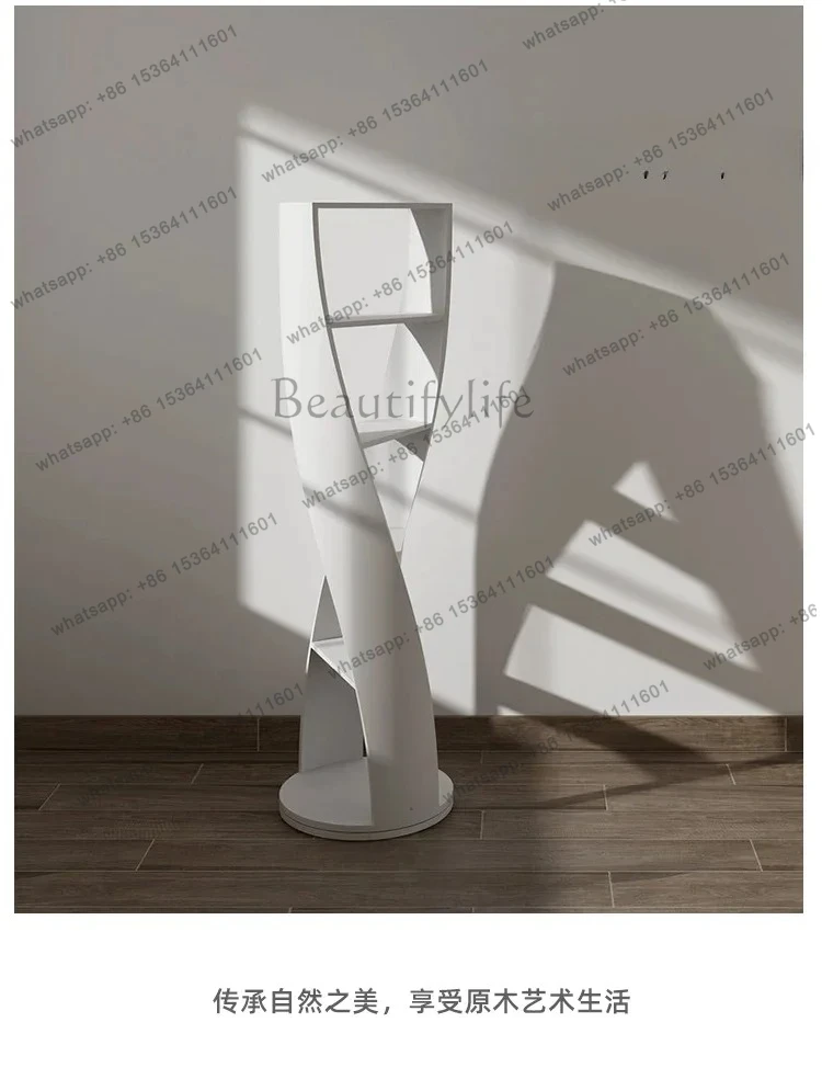 Rak buku berputar FG28Creative Rak sudut Rak buku kayu solid berbentuk khusus Rak dekorasi seni rumah