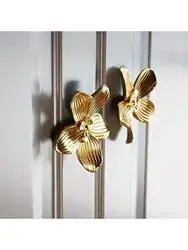 Golden Flower Drawer Handles, Creative Petal Kitchen Cabinet Handles, Furniture Cabinet Drawer Handles Wardrobe Door Handles