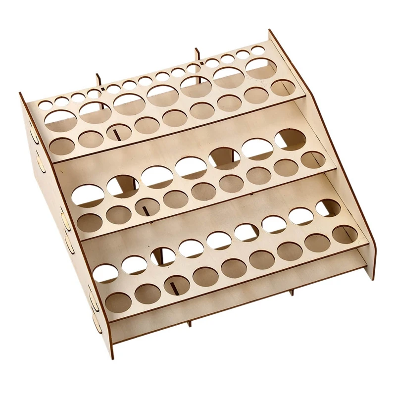 Hole Wooden Pigment Bottle Storage Organizer Color Paint Ink Brush Stand Rack Modular Holder School