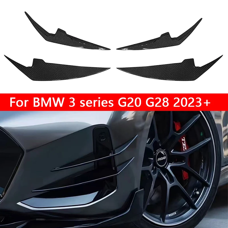 

For BMW 3 series G20 G28 2023+ Carbon Fiber Car Front Bumper Wind knife Splitter Spoiler Canard Air Knife Surround Trim body kit