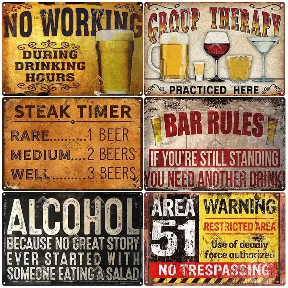 Lustiges Vintage-Bar-Metallschild, urkomische Retro-Wanddekoration für Kneipen, Clubs, Männerhöhlen und die Küche zu Hause