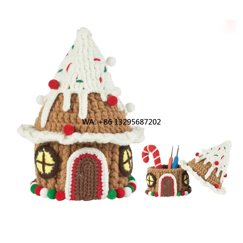 Gran oferta, decoración navideña, Kit de inicio de ganchillo para principiantes, adultos, niños, casa de Navidad, Kit de ganchillo, punto de cruz