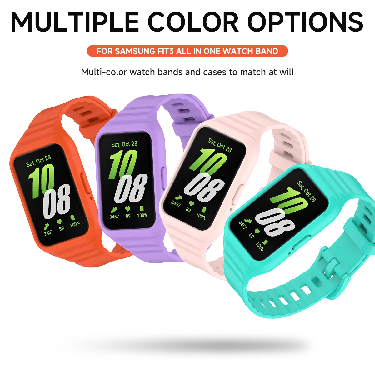 Silicone Strap+Case for Samsung Galaxy Fit 3 Bracelet Watchband Protective Case Full Coverage for Galaxy Watch Fit 3 Accessories