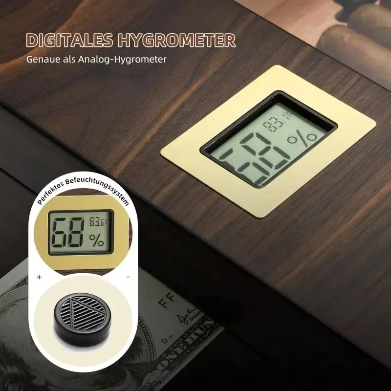 Handmade Portable Cedar Wood Cigar Moisturizer with Electronic Hygrometer